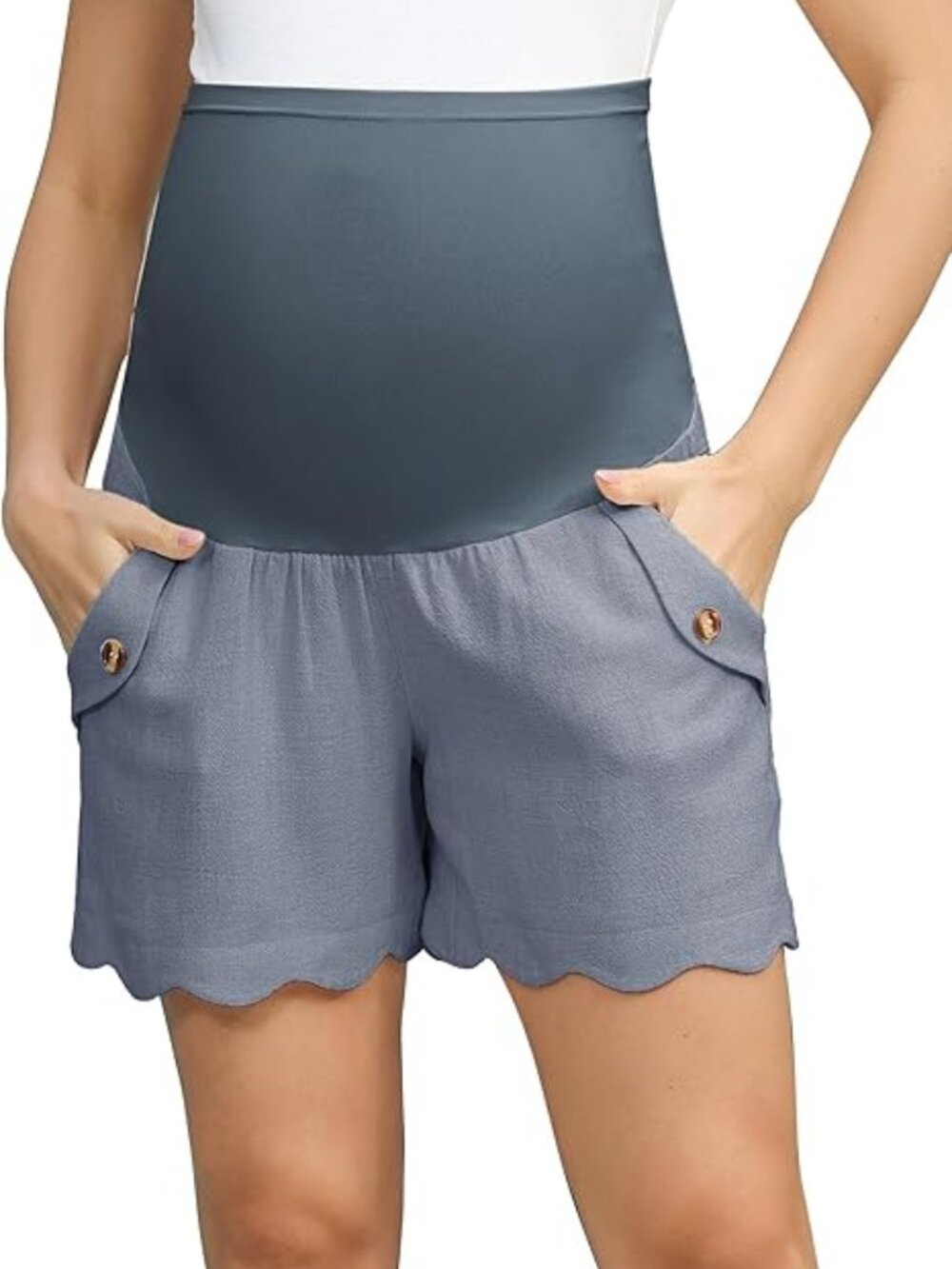 Maternity NWT Beige Linen Shorts Ladies size 2 XL Pockets